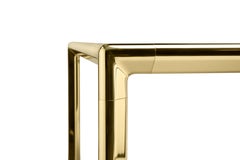 Frame Small Dining Table with Canaletto Walnut Top and Polished Brass