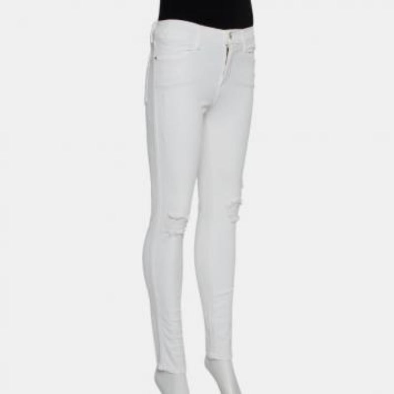 Frame White Denim High Skinny Distressed Blanc Jeans M For Sale 5