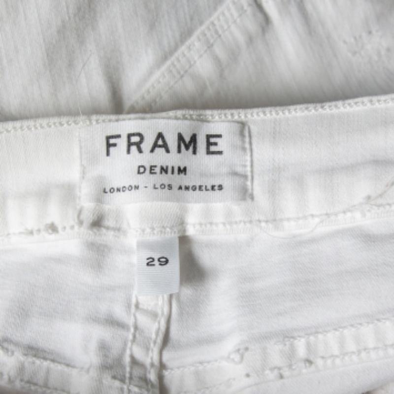 Gray Frame White Denim High Skinny Distressed Blanc Jeans M For Sale