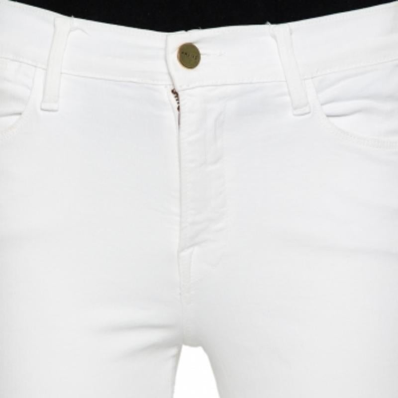 Frame White Denim High Skinny Distressed Blanc Jeans M For Sale 1