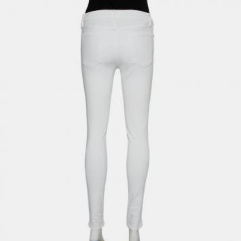 Frame White Denim High Skinny Distressed Blanc Jeans M For Sale 2