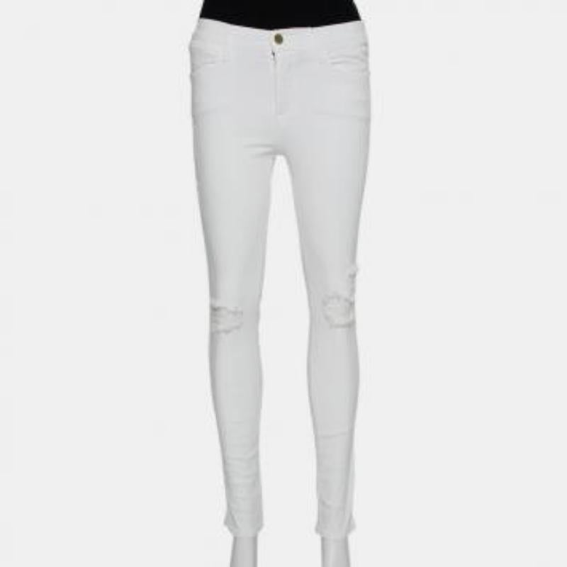 Frame White Denim High Skinny Distressed Blanc Jeans M For Sale 3