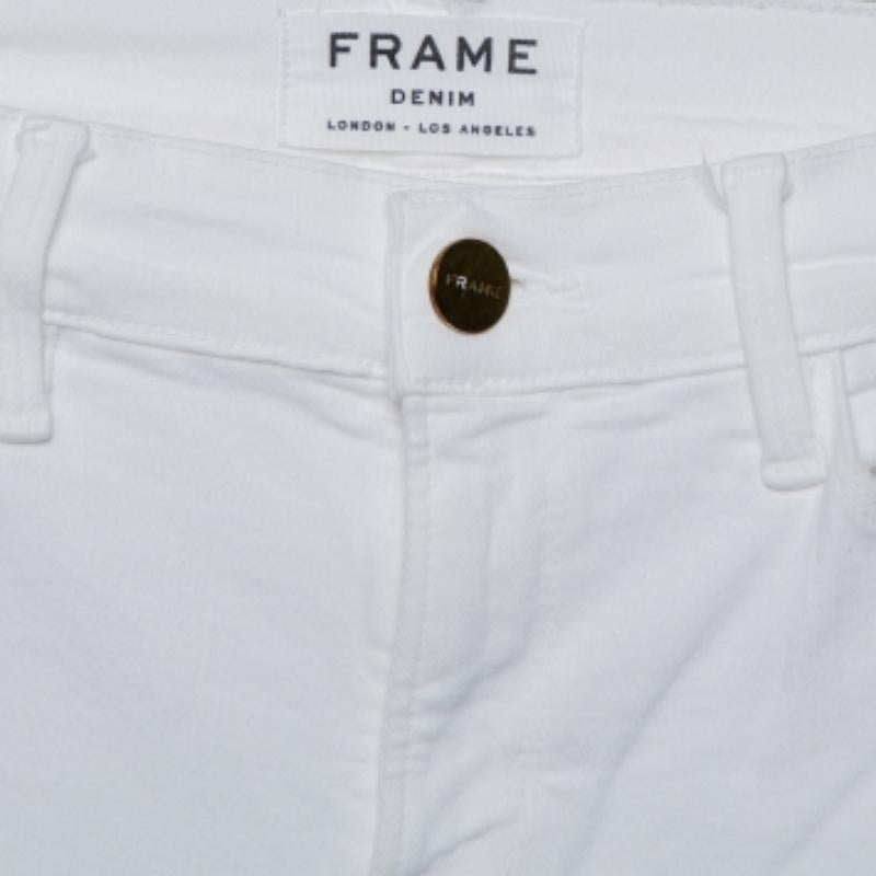 Gray Frame White Denim Le Skinny de Jeanne Jeans M For Sale