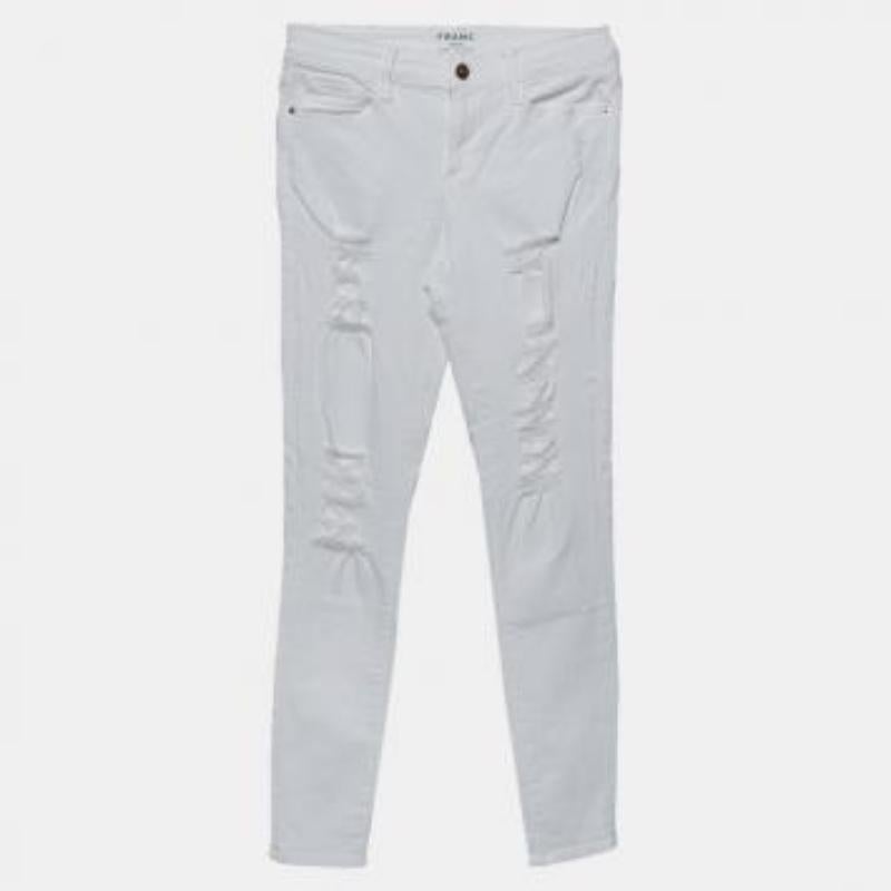 Frame White Denim Le Skinny de Jeanne Jeans M For Sale 1