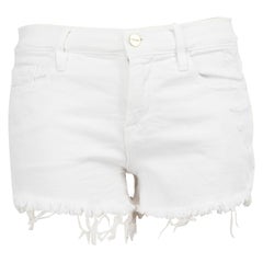 FRAME White Distressed Denim Shorts Size S