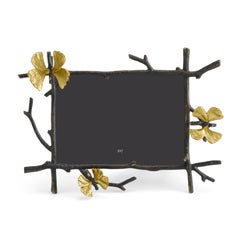 Frame with Ginkgo and Butterfly Motifs in High-Quality Oxidised and Gilded Metal