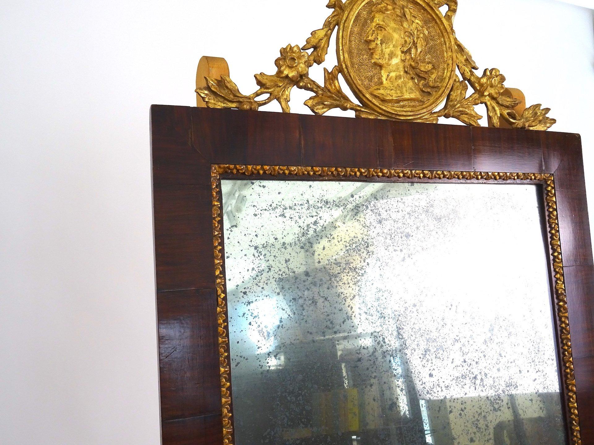 Wood Frame with Mirror and Coping, France, 19th Century For Sale