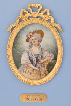 Frame with three miniatures; Marie Antoinette, etc. 19th century.