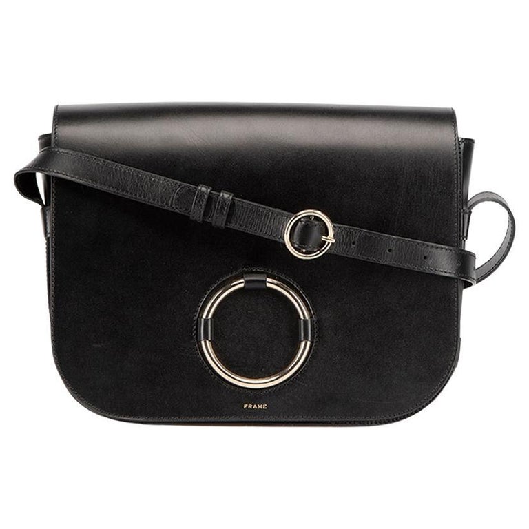 FRAME Women's Black Leather Ring Detail Crossbody Bag at 1stDibs