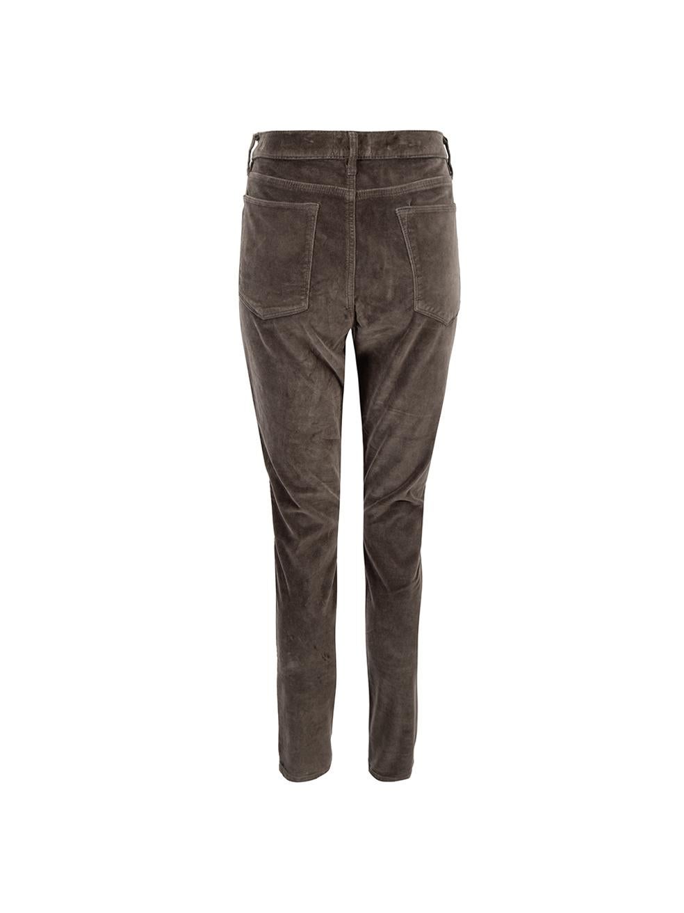 FRAME Women's Brown Velvet Le High Skinny Trousers In New Condition For Sale In London, GB