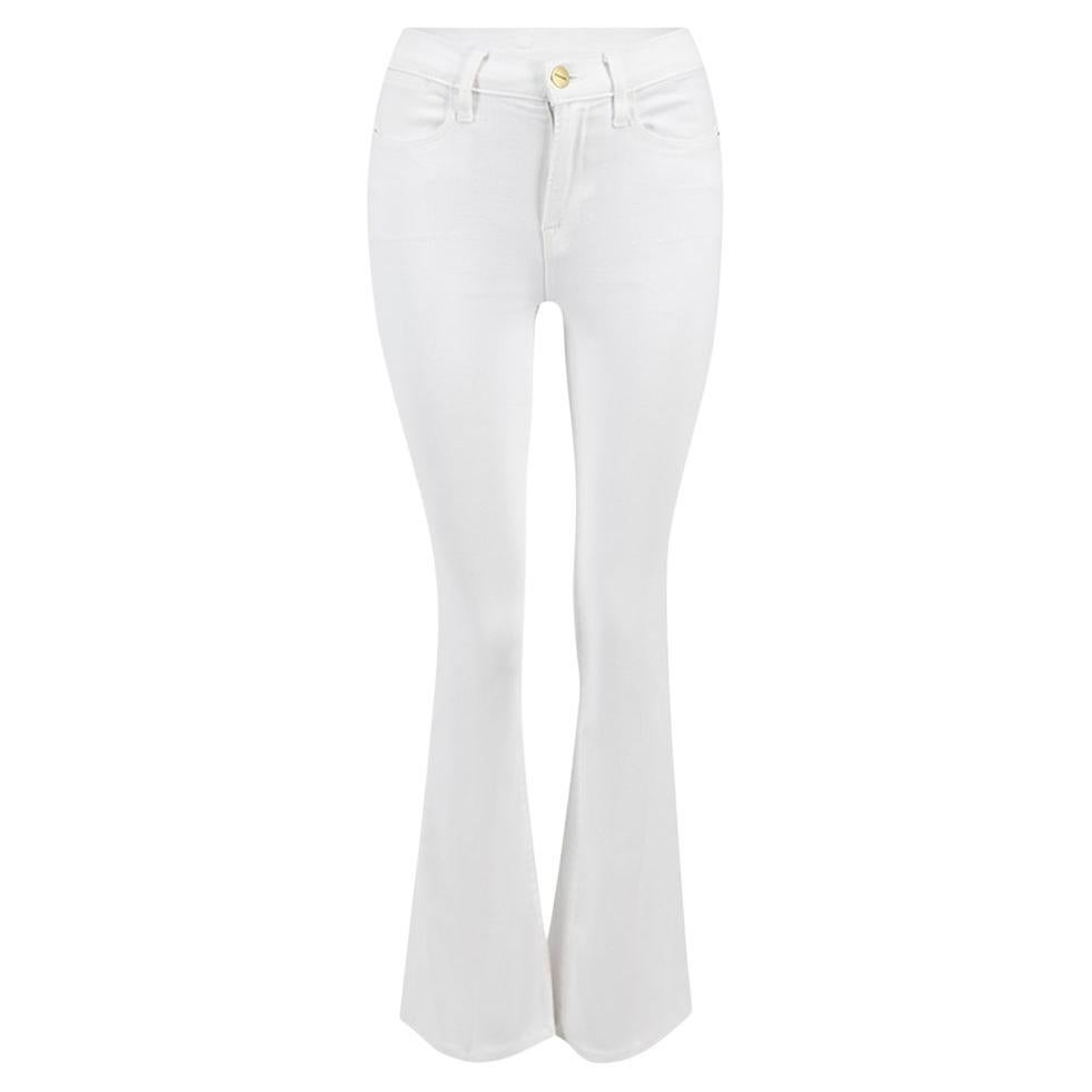 FRAME Women's White Denim Le High Flare Jeans