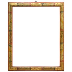 Antique Frame, Wood 'marble like polychromy', Metal, 18th Century