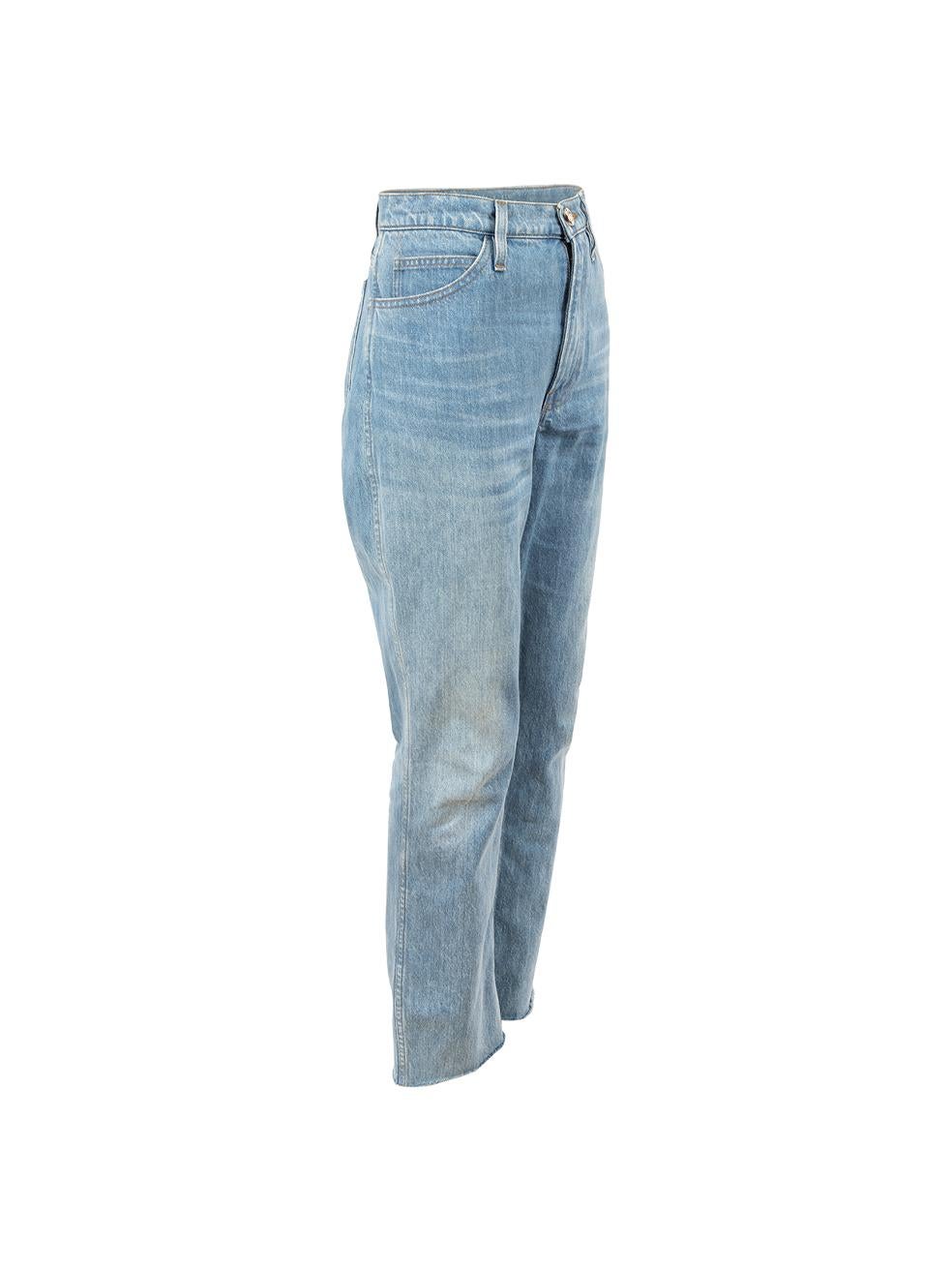 CONDITION is Very good. Minimal wear to jeans is evident. Minimal wear to right leg with faint marks on this used FRAME x Ritz designer resale item. 



Details


Blue

Denim

Straight leg jeans

Cropped length

High rise

Front zip closure with