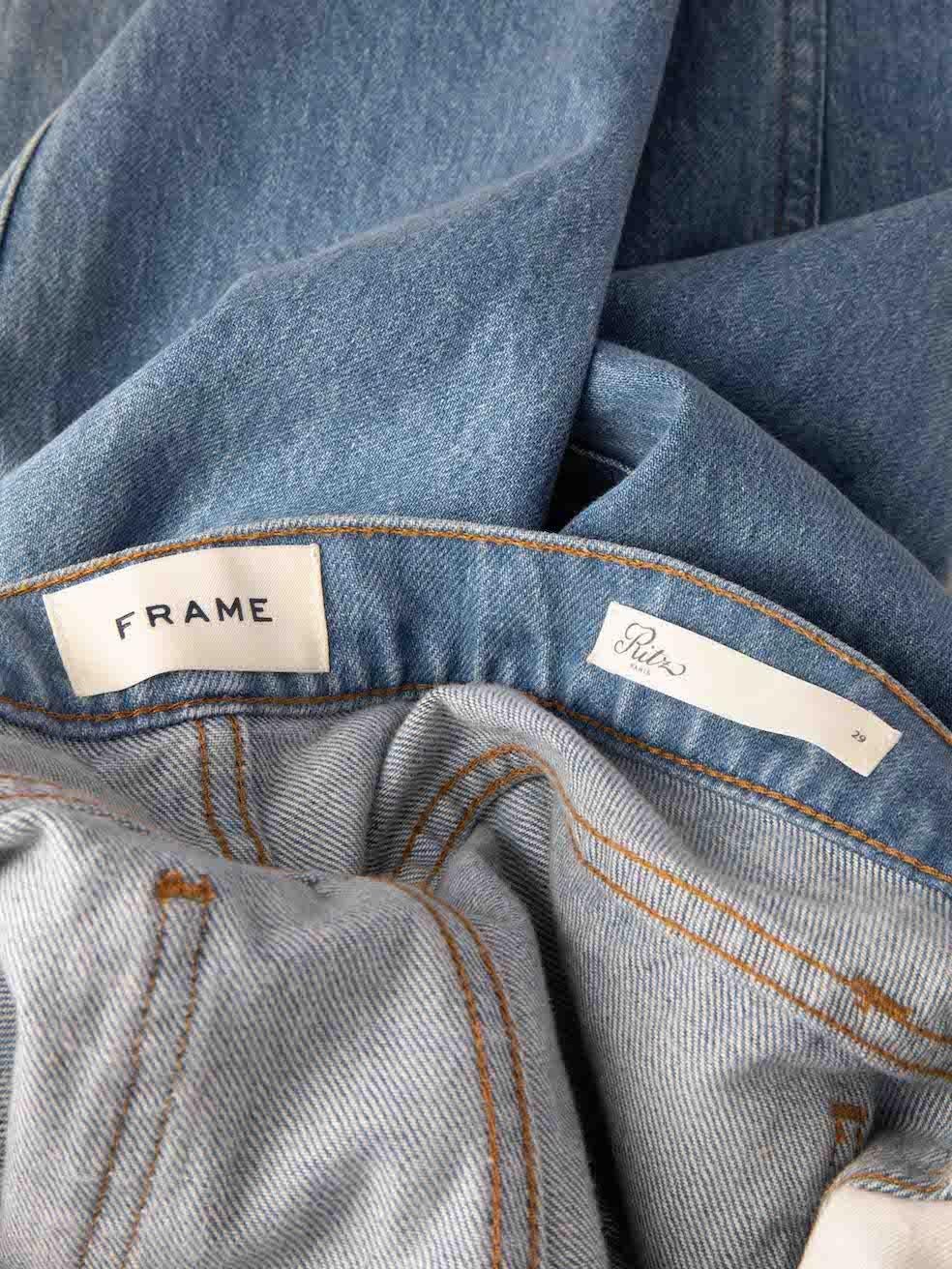 FRAME x Ritz Blaue Denim-Jeans in Kurzform Größe M im Angebot 1