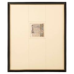 Antique Framed 15th Century Illuminated Book of Hours Manuscript