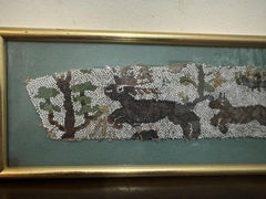 Framed 17th Century Beadwork Fragment - 'Royal Hunting' scene