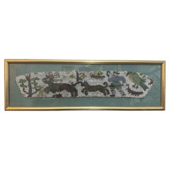 Antique Framed 17th Century Beadwork Fragment - 'Royal Hunting' scene