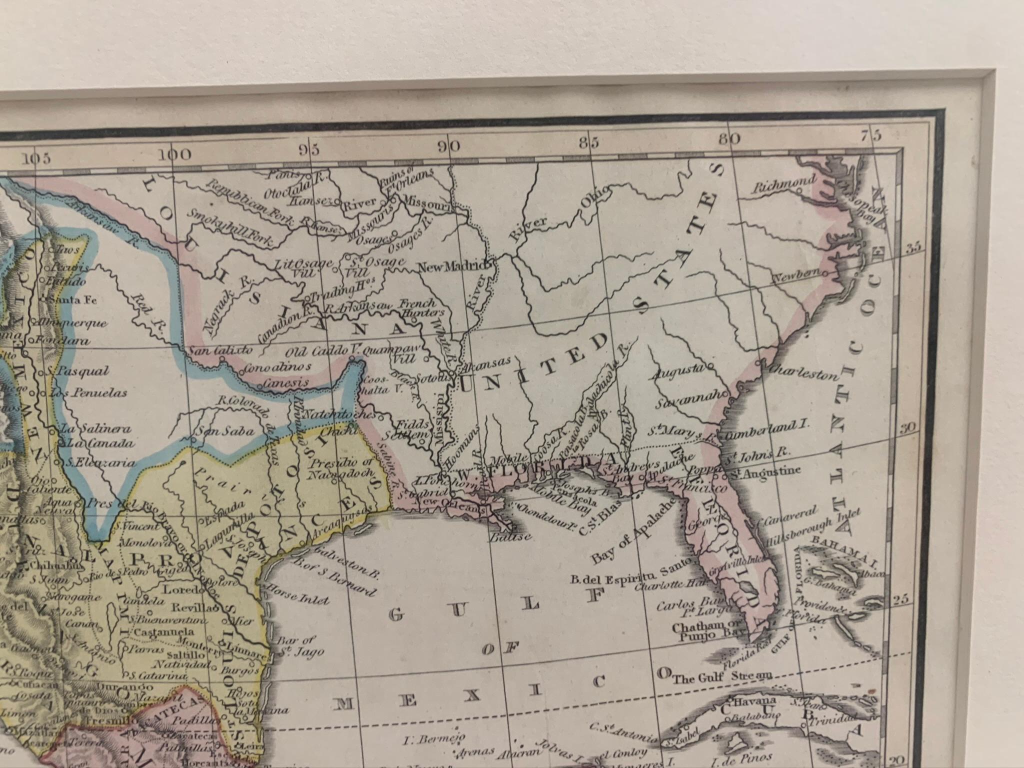 Carte du Mexique et du Golfe du Mexique encadrée 1838 en vente 3