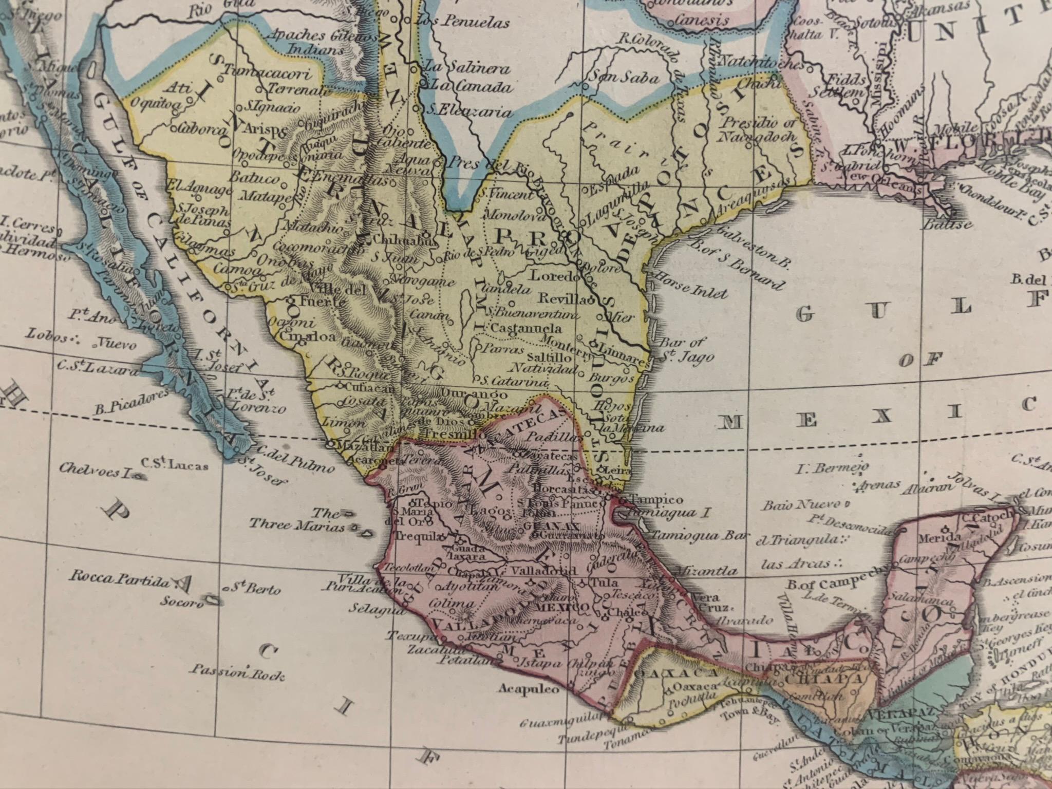 Carte du Mexique et du Golfe du Mexique encadrée 1838 en vente 5