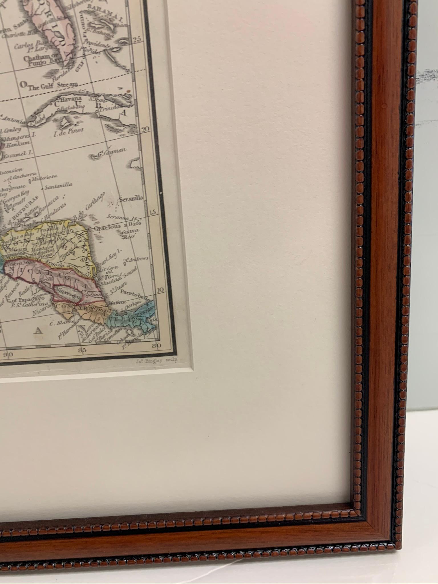 English Framed 1838 Mexico & Gulf of Mexico Map For Sale
