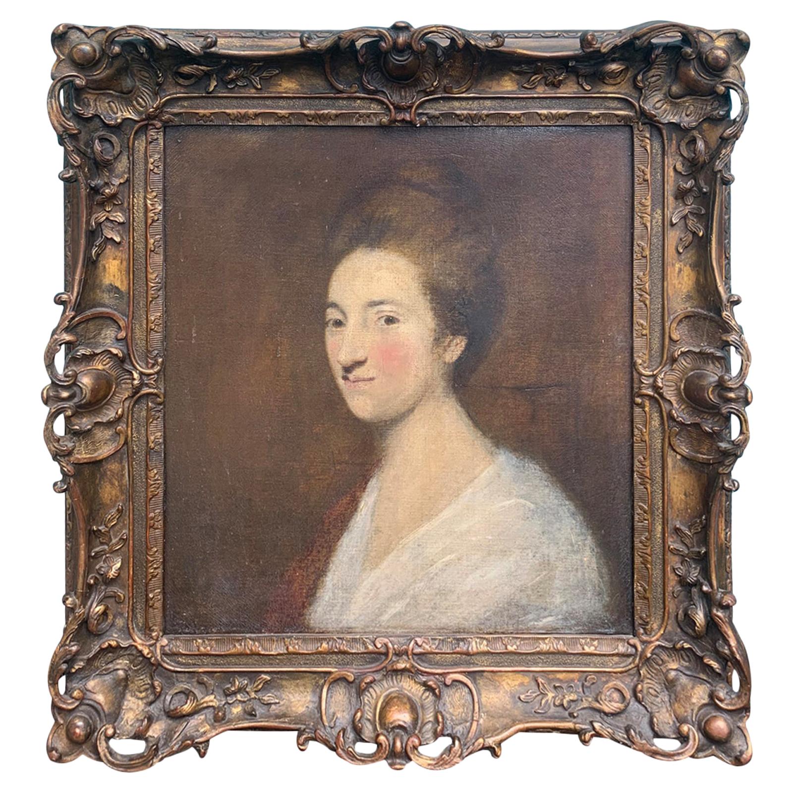 Framed 18th-19th Century Continental Oil Painting of Woman For Sale