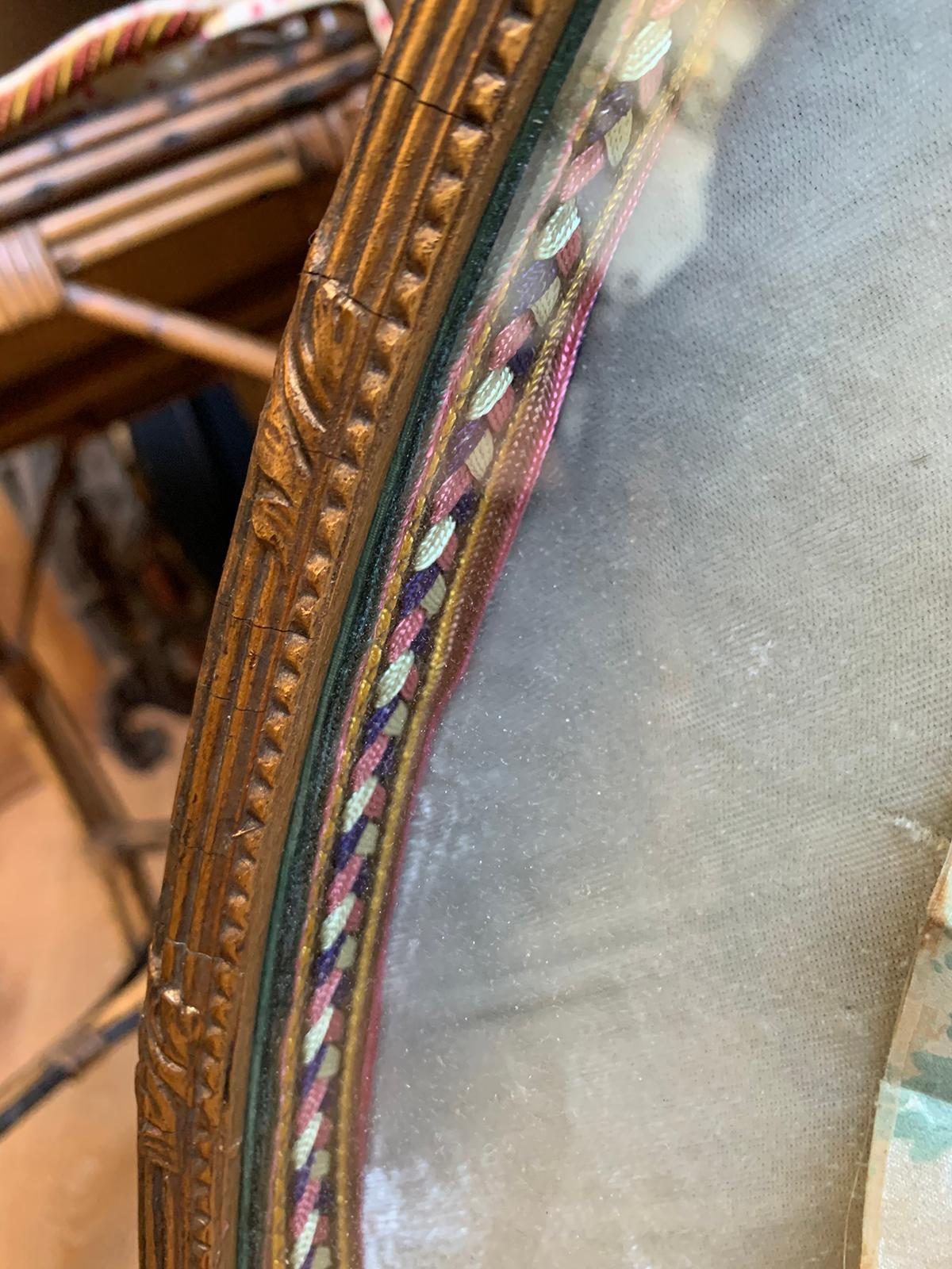 Framed 18th-19th Century Hand Painted Silk Fan with Mother of Pearl Handle 10