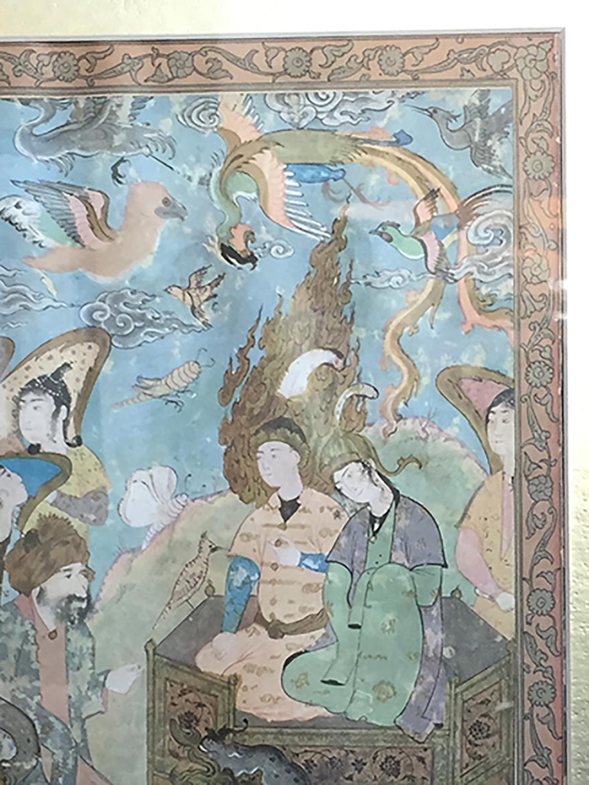 Asian Framed 18th-19th Century Persian Page Out of a Story Book with Animals For Sale