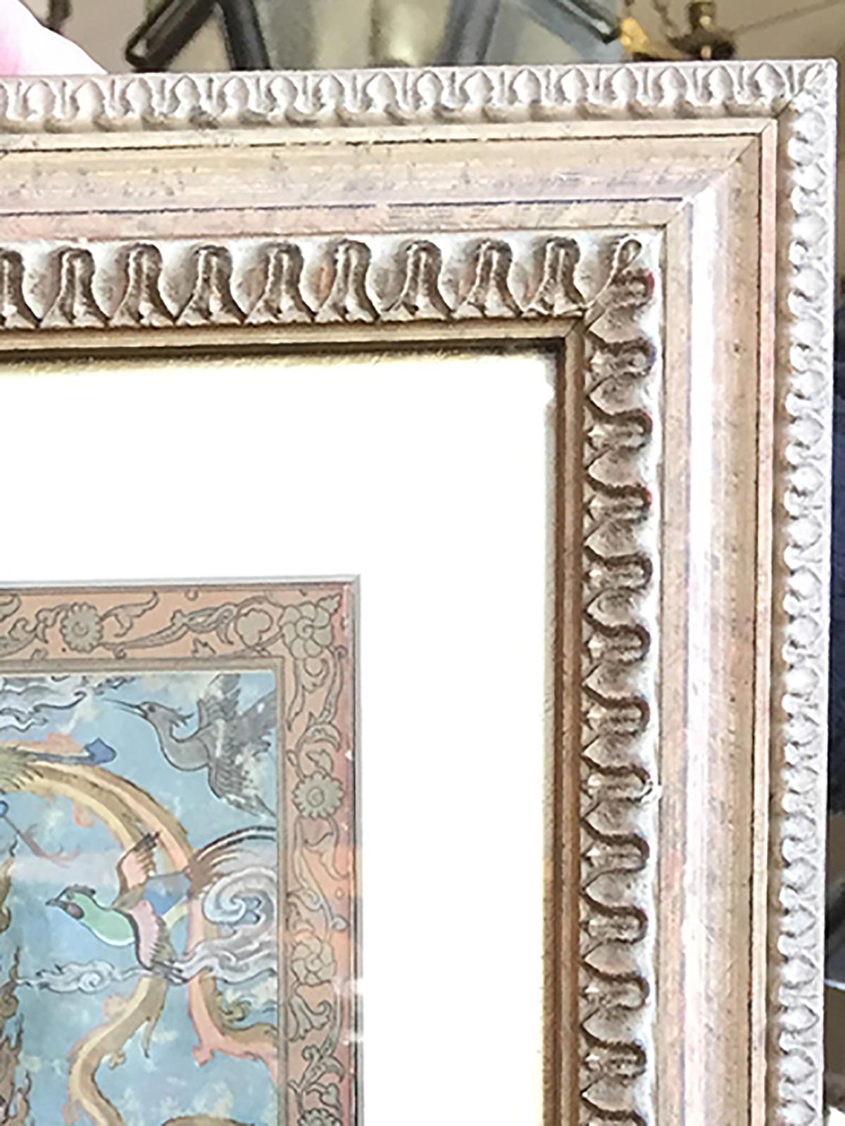 Framed 18th-19th Century Persian Page Out of a Story Book with Animals In Good Condition For Sale In Atlanta, GA