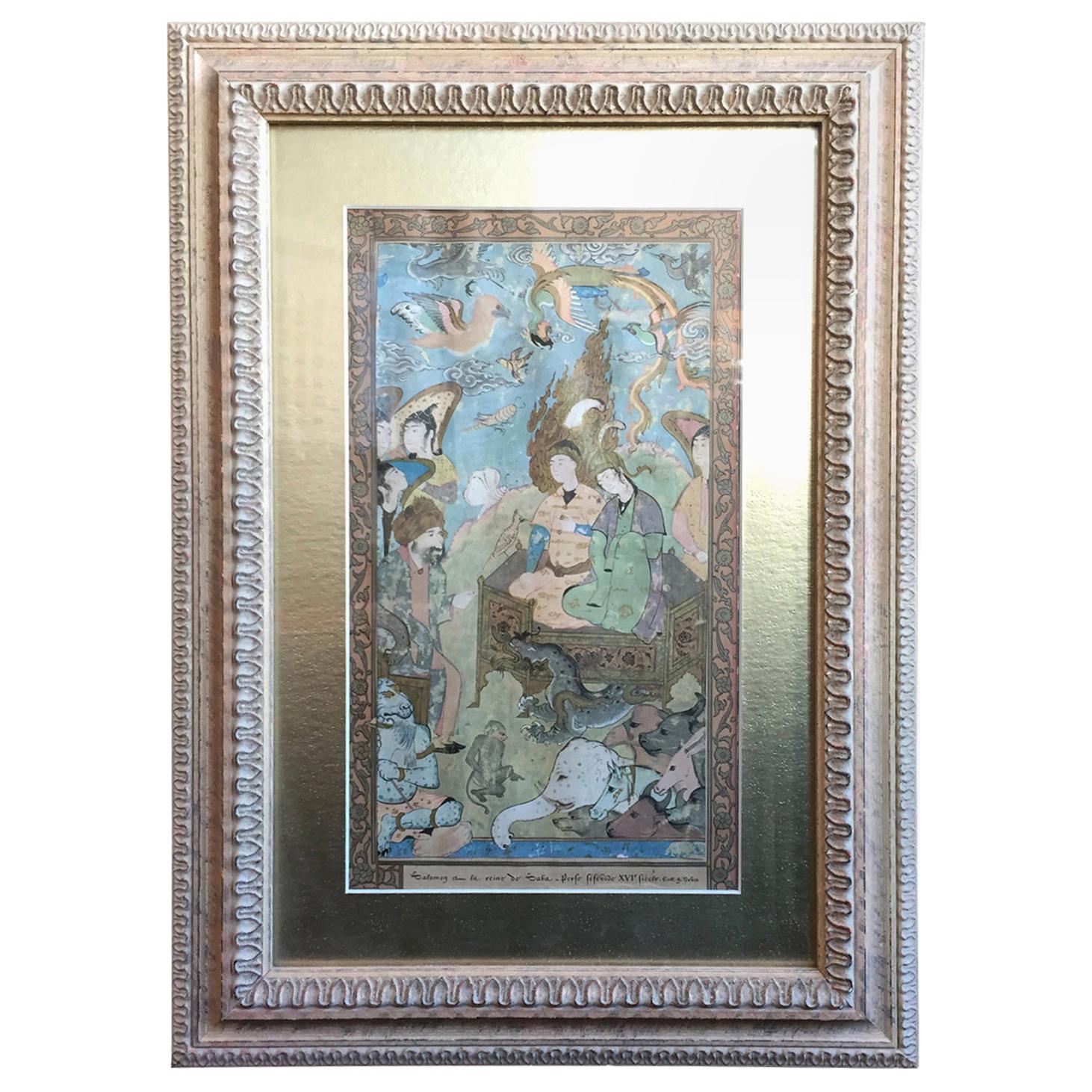 Framed 18th-19th Century Persian Page Out of a Story Book with Animals For Sale