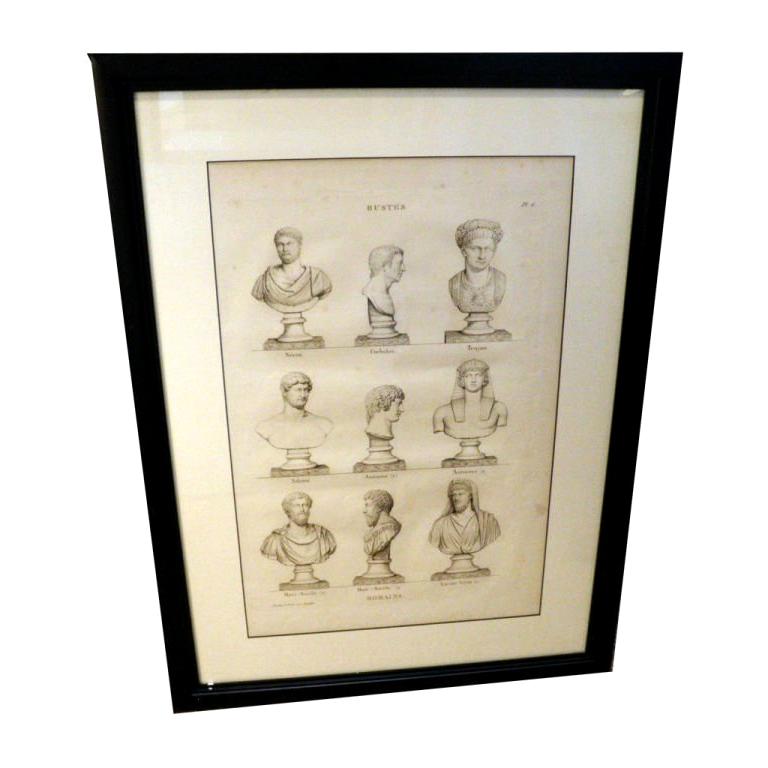 Framed 18th Century Engravings of Busts For Sale