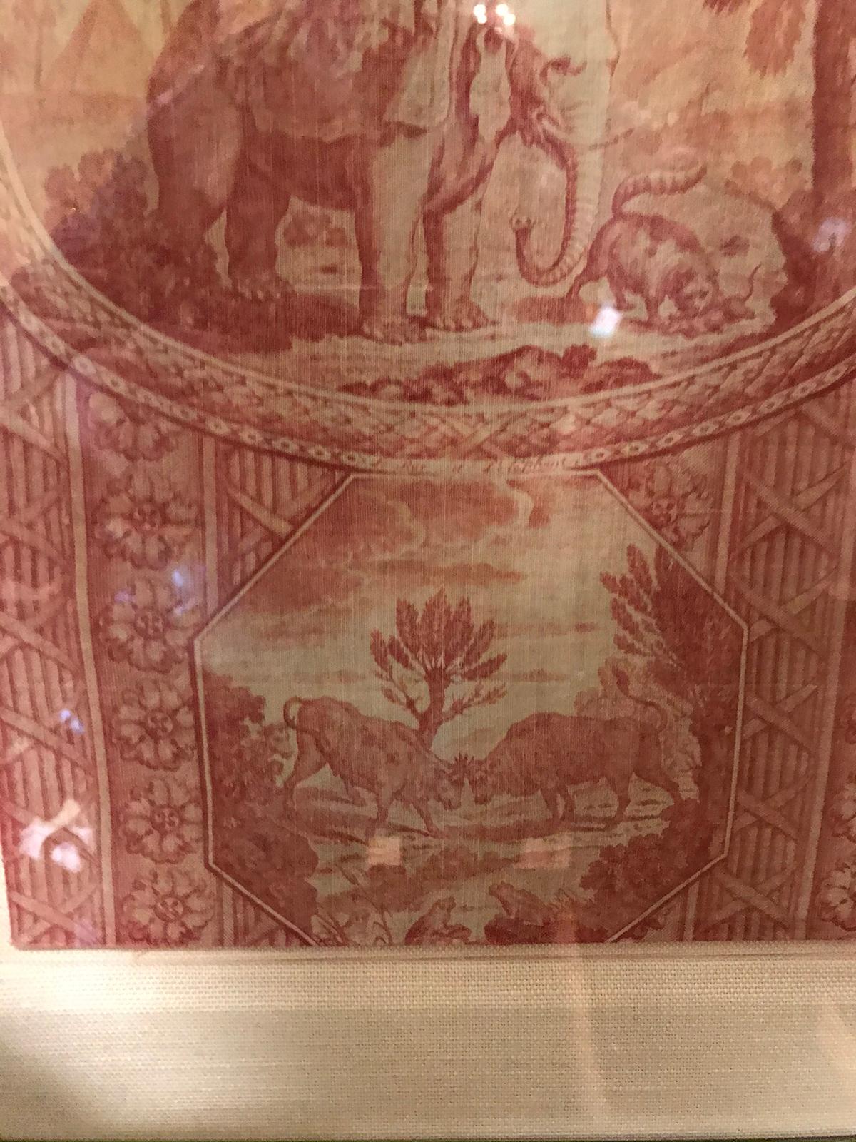 Framed 18th Century French Toile de Jouy Homage to America Textile In Good Condition In Atlanta, GA