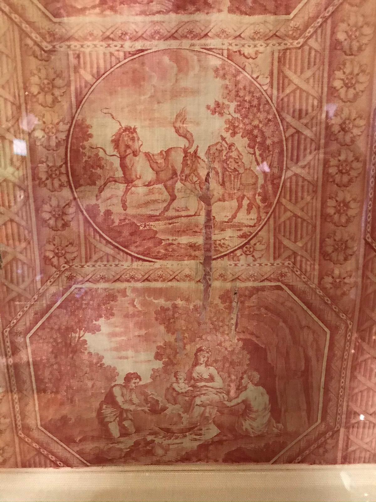 Fabric Framed 18th Century French Toile de Jouy Homage to America Textile