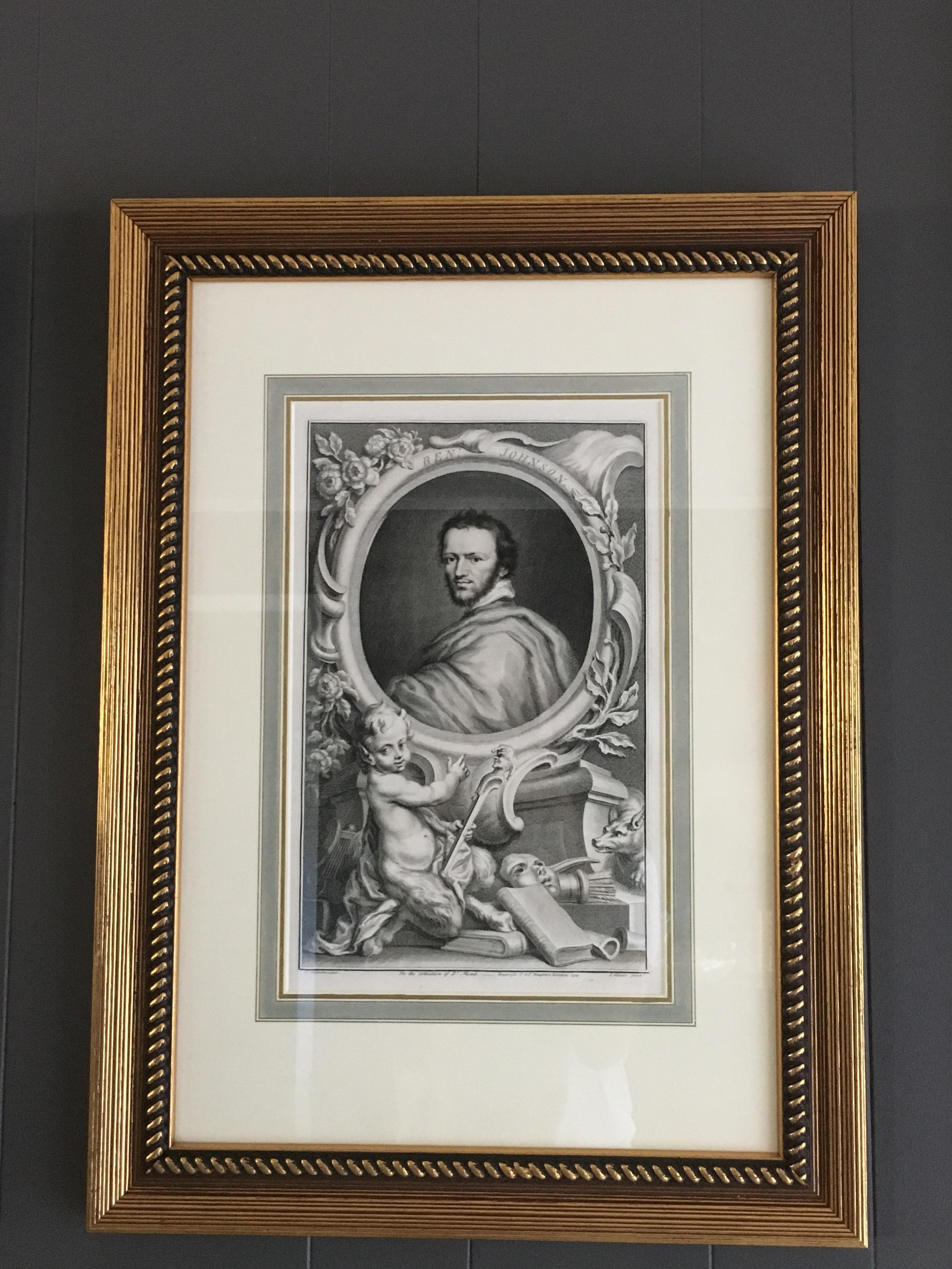 American Framed 18th Century Neoclassical Style Portrait Engravings, Set of 4 For Sale