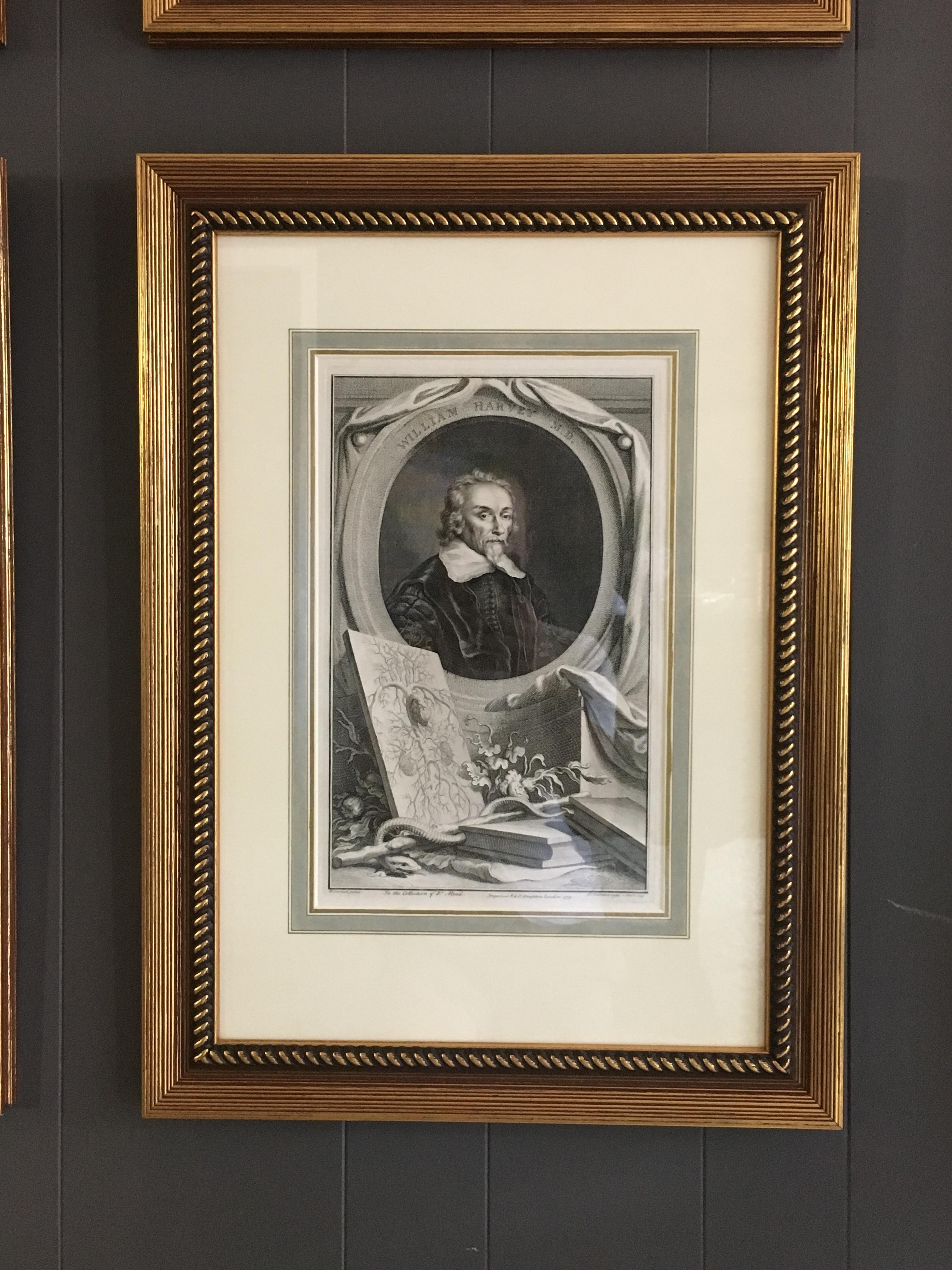 20th Century Framed 18th Century Neoclassical Style Portrait Engravings, Set of 4 For Sale