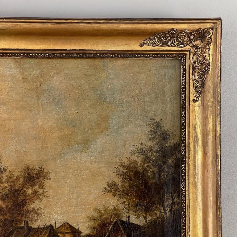 Framed 18th Century Oil Painting on Canvas For Sale 1