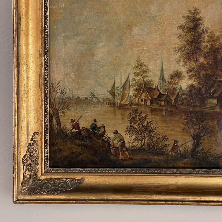 Framed 18th Century Oil Painting on Canvas For Sale 3