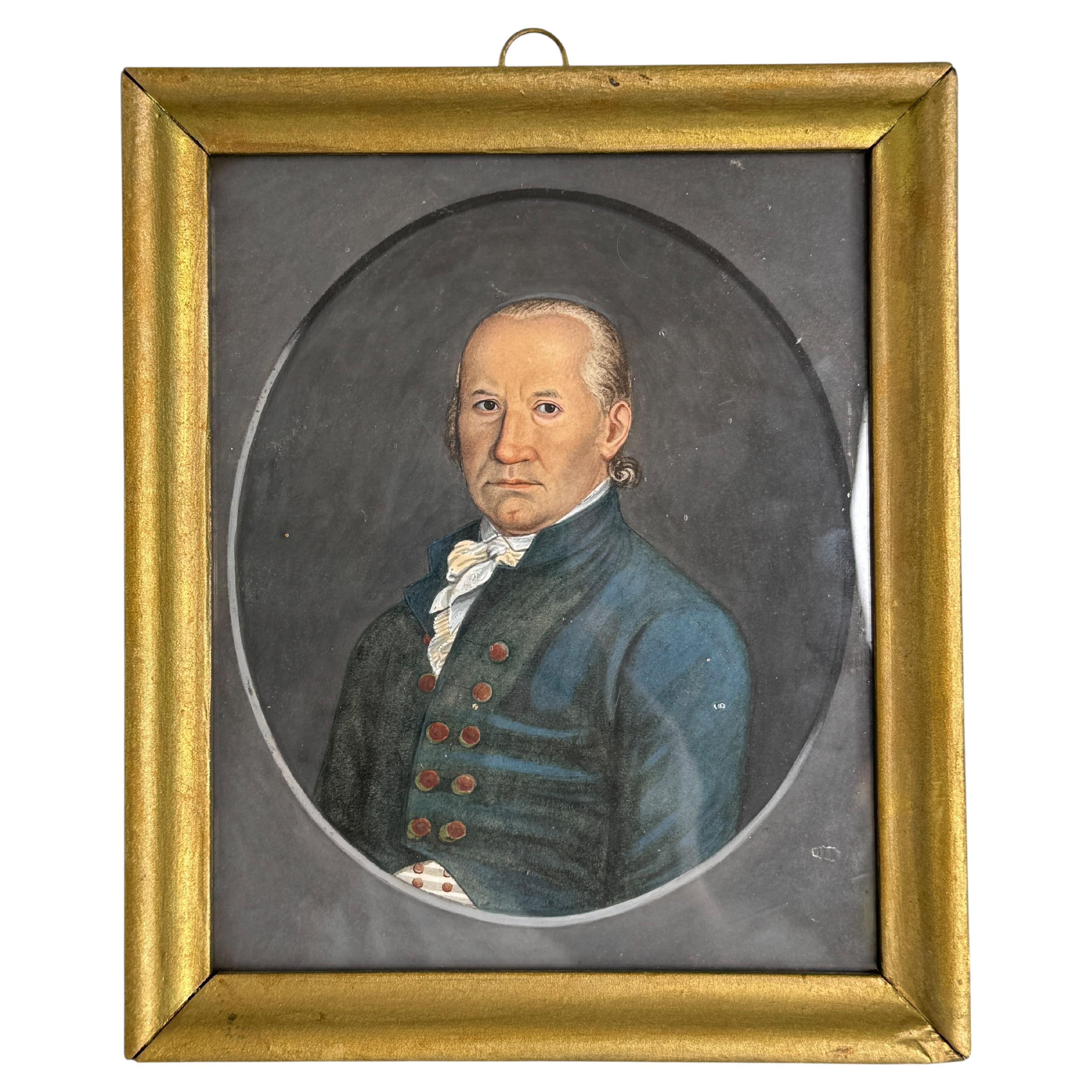 Framed 18th-Century Painting with 1794 Note, Germany, Antique For Sale