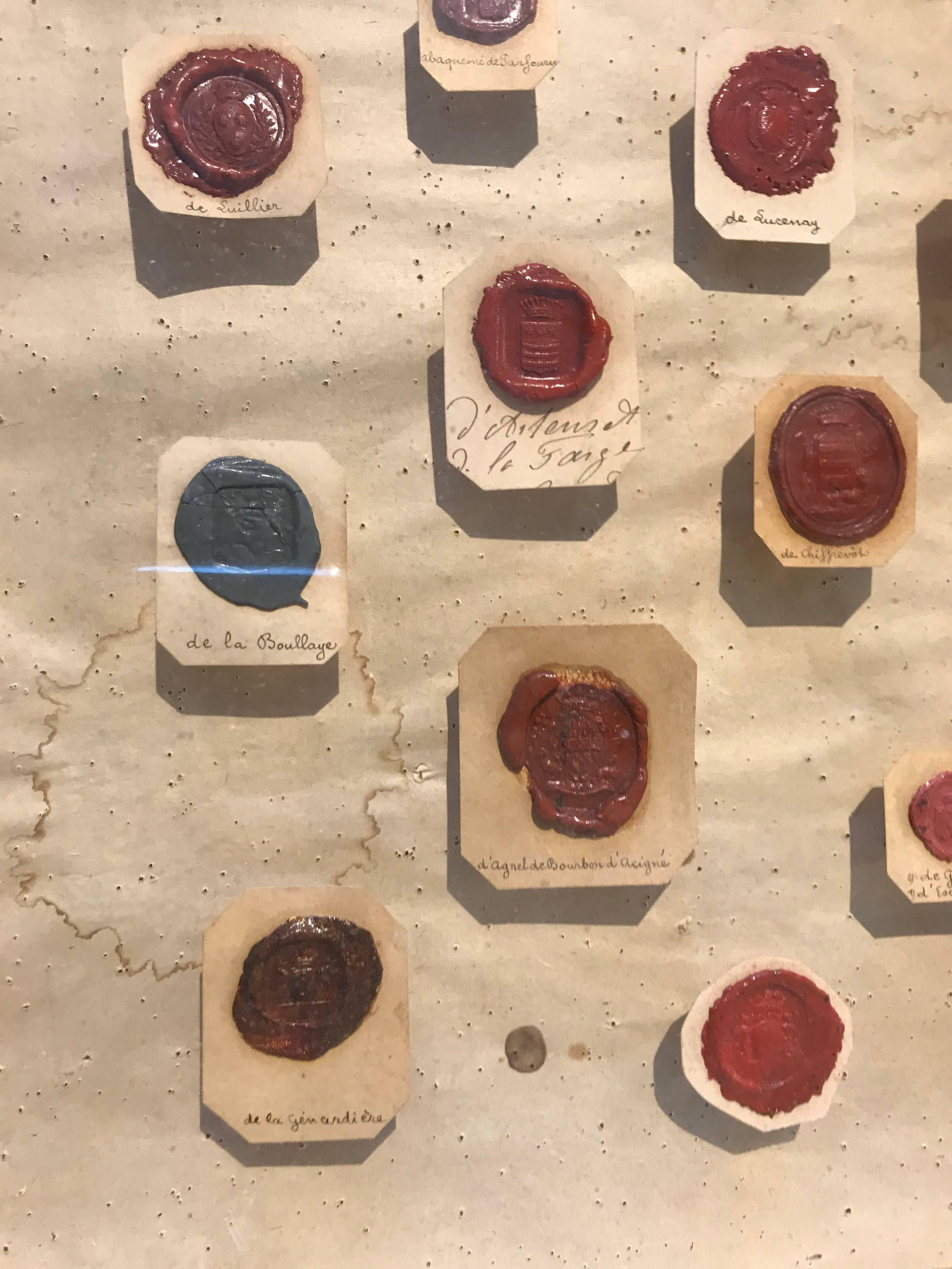 Framed 18th Century Wax Seals In Excellent Condition For Sale In Boston, MA