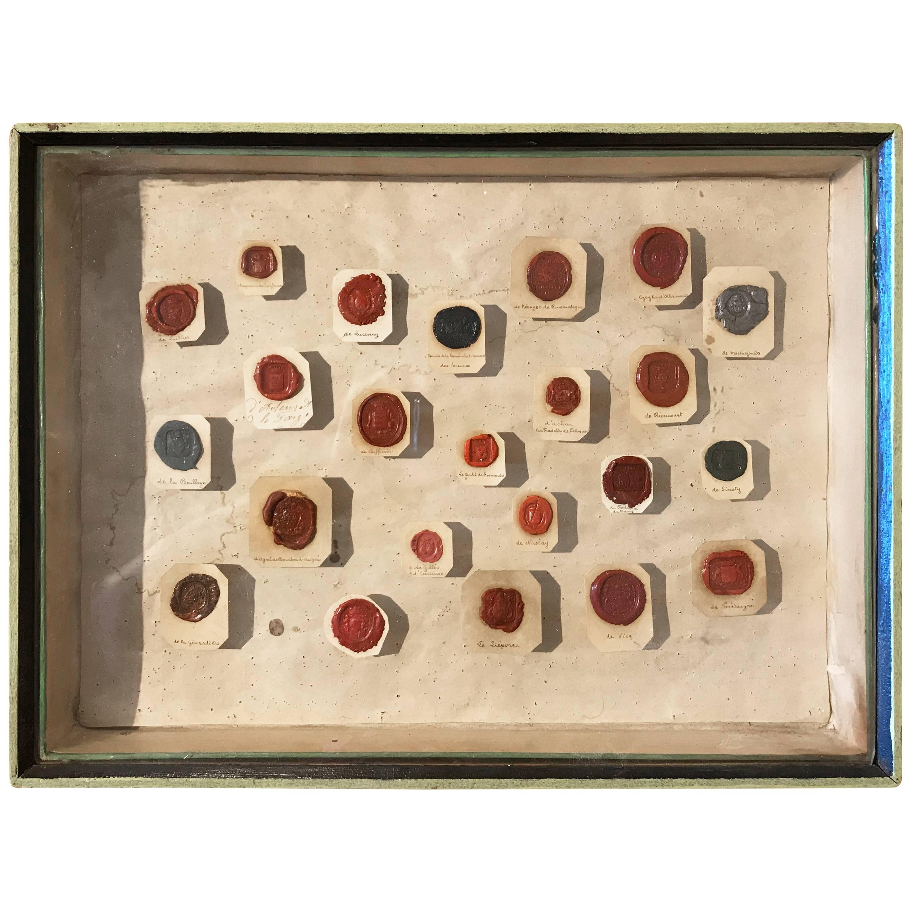 Framed 18th Century Wax Seals For Sale