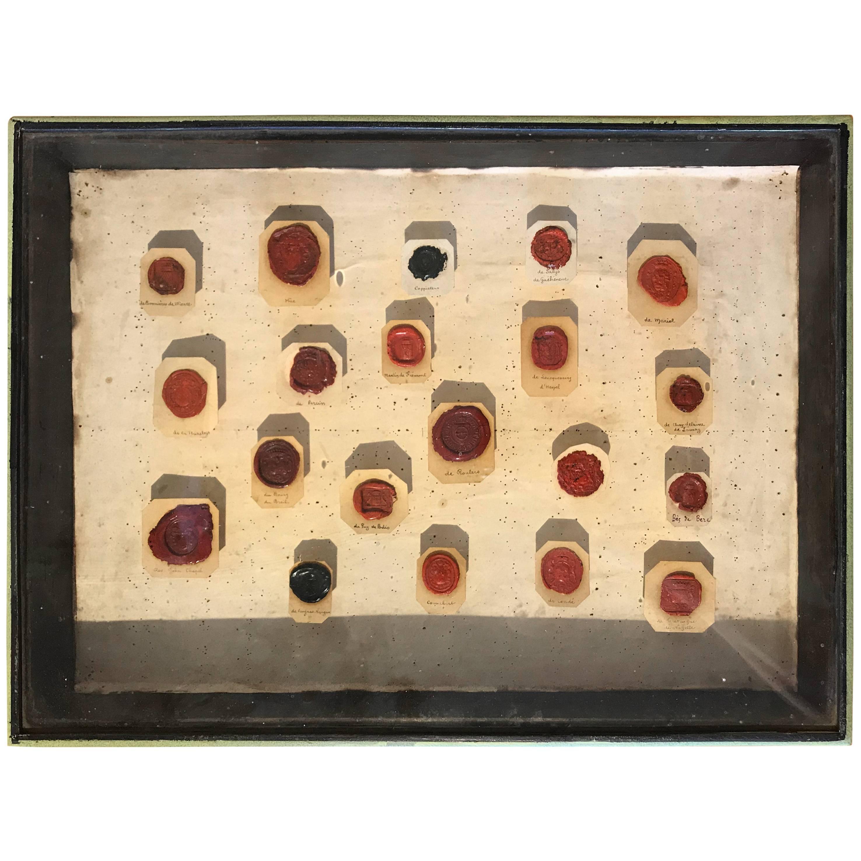 Framed 18th Century Wax Seals For Sale
