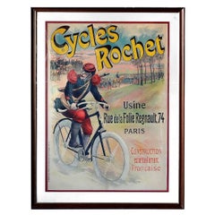 Framed 1910 French Cycles Rochet Poster