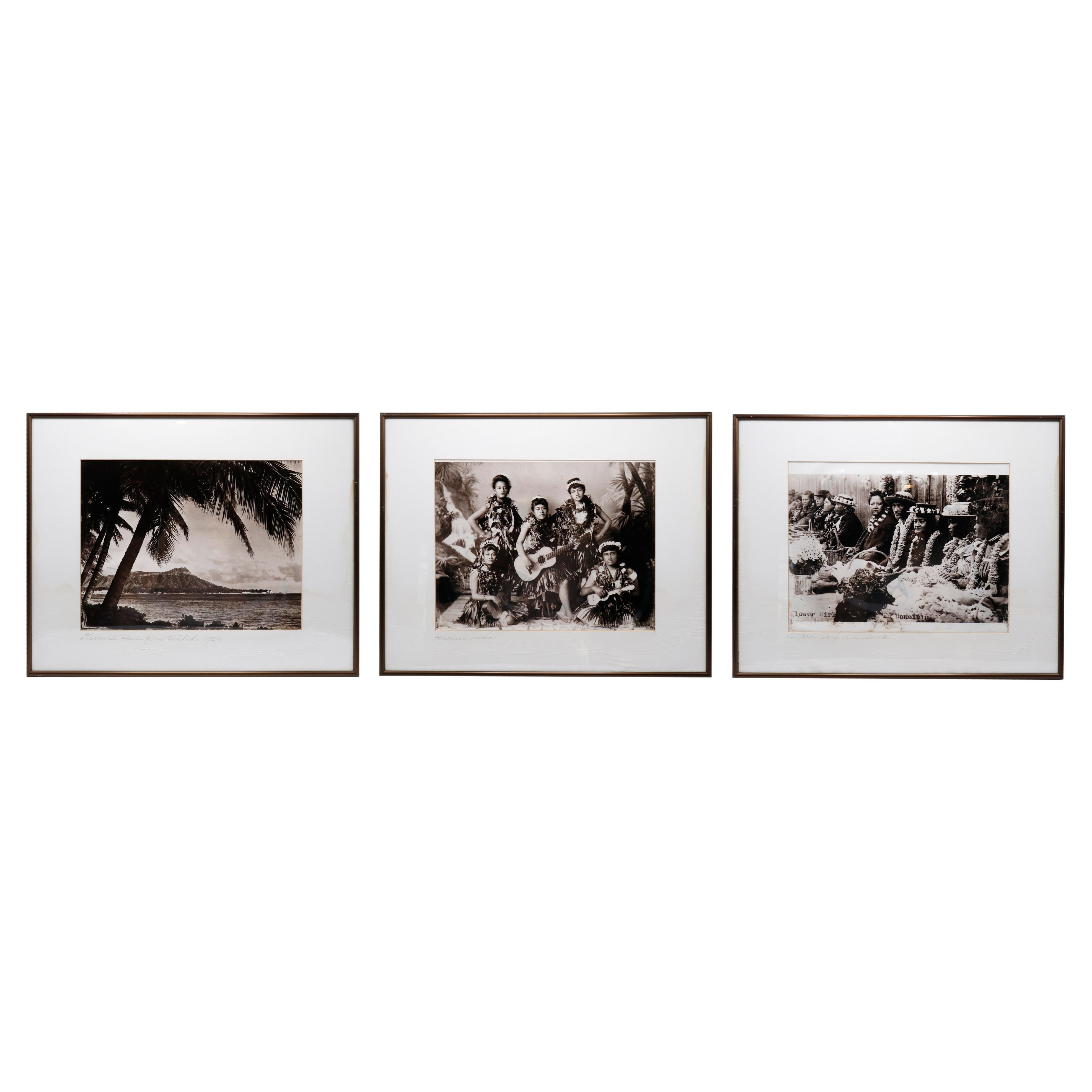 Framed 1920's Hawaiian Photographs, Set of 3