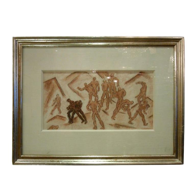 Framed 1930's Drawing For Sale