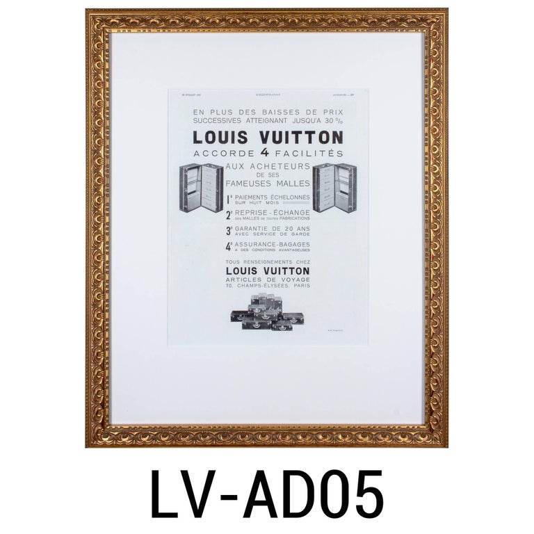Framed 1930s Original French Louis Vuitton Luggage Print Ads For Sale at 1stdibs