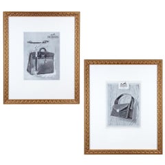 Framed 1950s French Hermès Handbag Print Ads