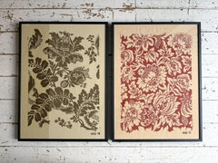 Framed 1950's Zuber Block Printed Wallpaper Samples - B