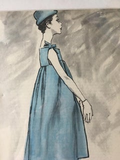 Givenchy 1958 Fashion Illustration by Pierre Mourgue Framed