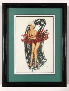 Framed 1986 Olivia De Berardinis Pinup Lithograph, Framed