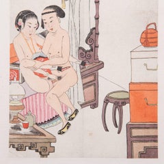 Framed Chinese Erotic Album Leaf, c. 1850