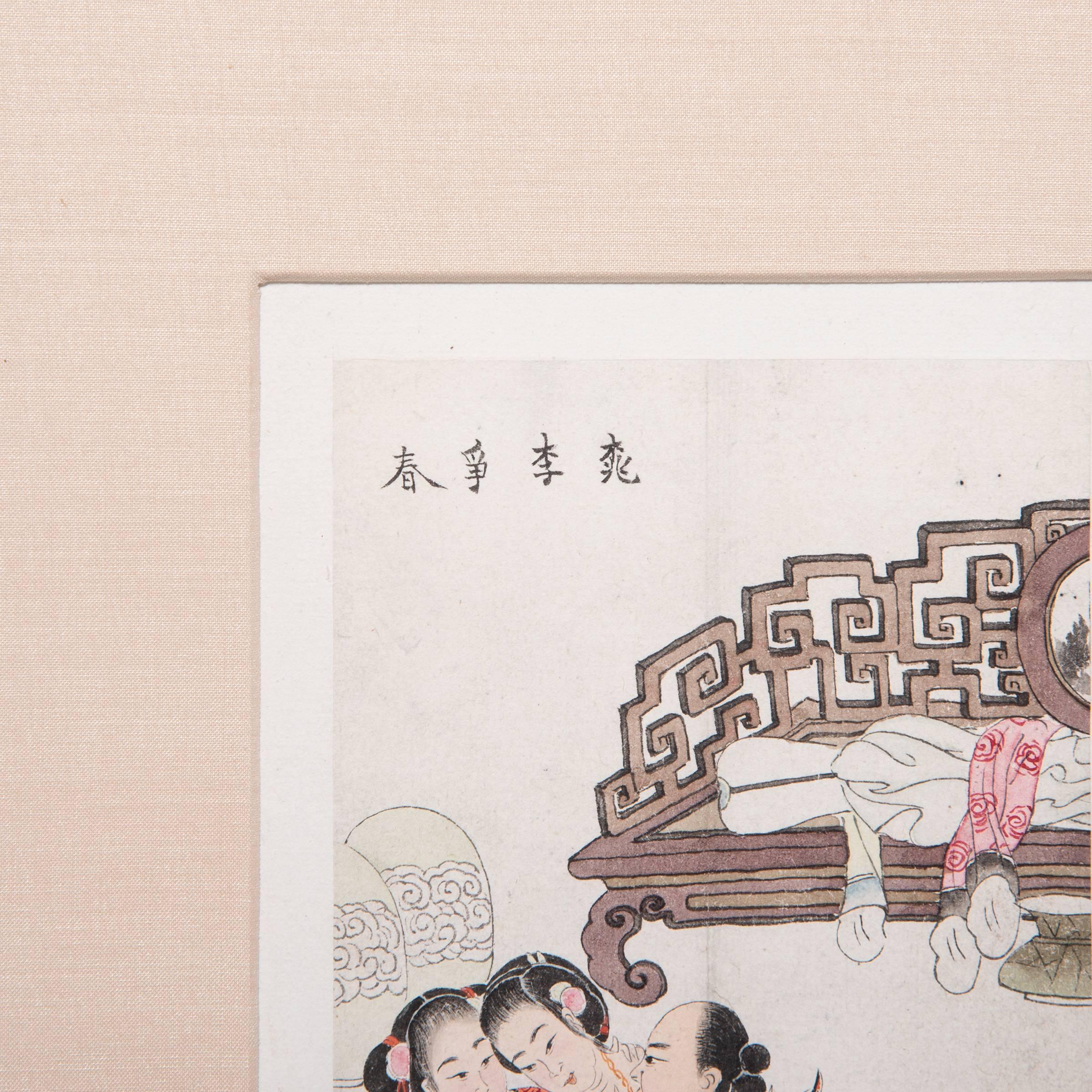 Chinesisches erotisches Albumblatt, um 1850 (Qing-Dynastie) im Angebot